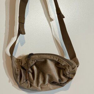 Brixton Crushed Velvet Belt Bag Neutral Tan | Adjustable Strap Waist Bag